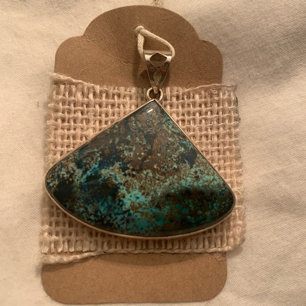 Handmade natural stone real sterling silver charm